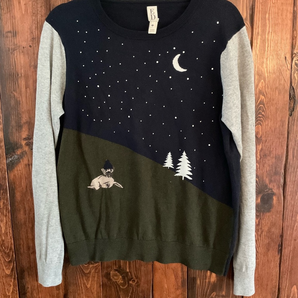 Ellen Degeneres Navy and Gray Scenic Sweater